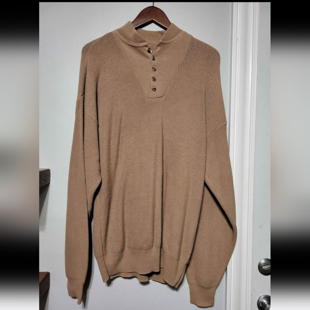 Vintage Alps Fine Apparel For Men Tan Knit Sweater Size Large